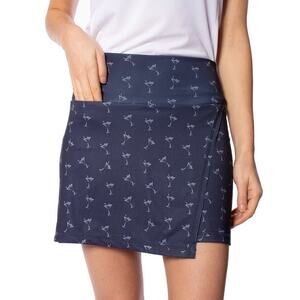 Golftini Sz L Asymetrical Skort Blue Print Stretch Pickleball Tennis Golf Pocket